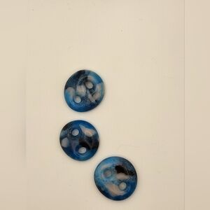 Fused Glass Blue  White and Black Marbled Buttons